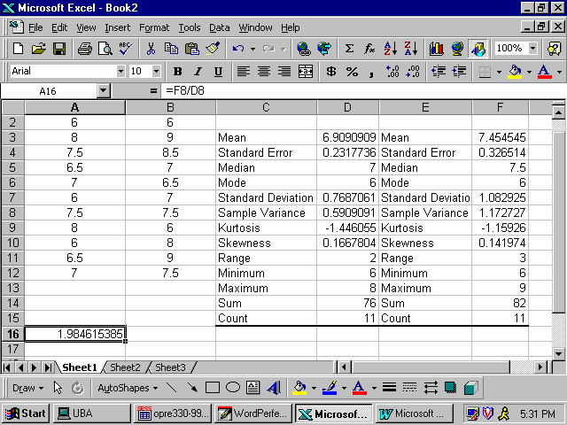 Statistical data set