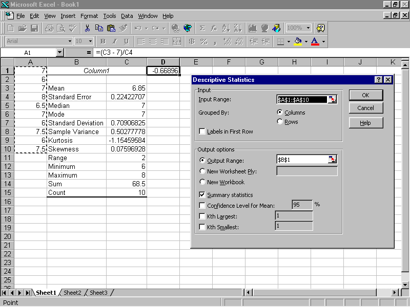 Business statistics formula