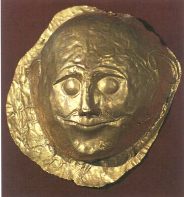Gold burial mask, , c1600bc
