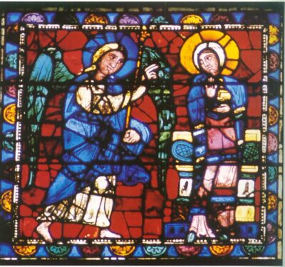 Annunciation, mid-12th century, Chartres Cathedral stained window, 121
