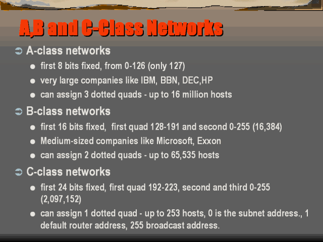 A,B And C-Class Networks