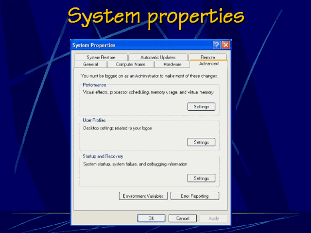 Windows system properties