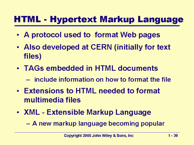 HTML - Hypertext Markup Language