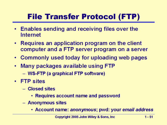 File Transfer Protocol (FTP)