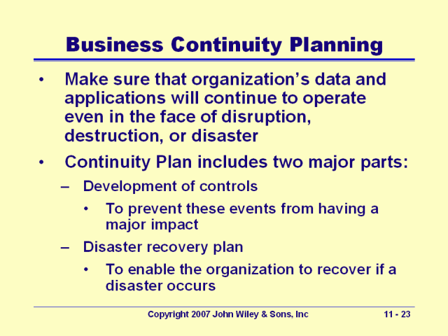 Business Continuity Planning