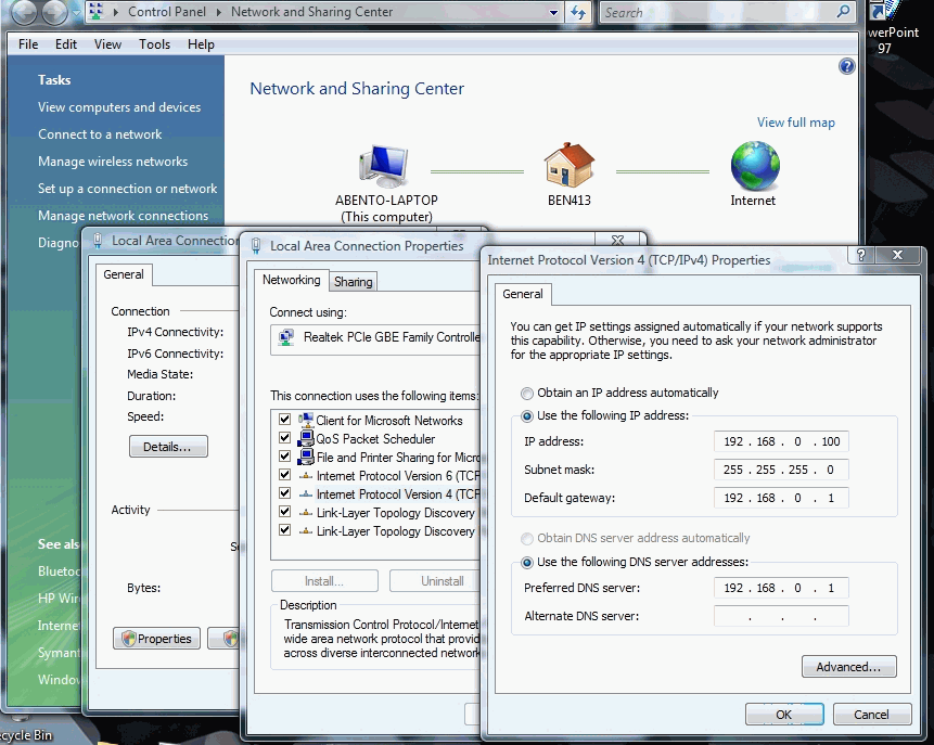 Setting static IP addresses