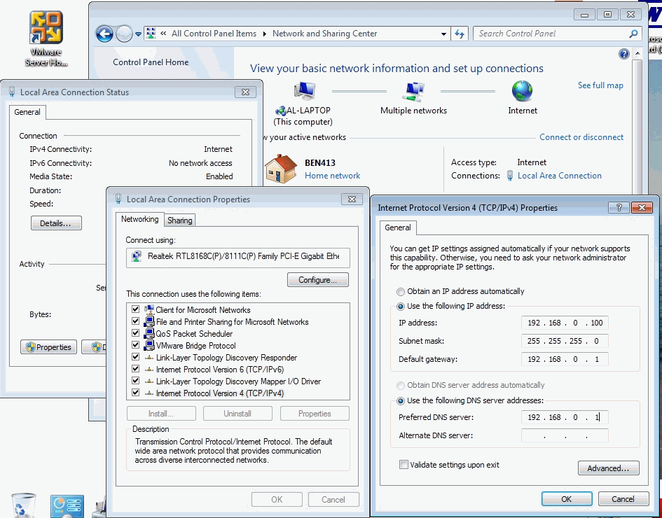Setting static IP addresses