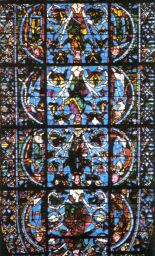 The Tree of Jesse, ancesters of Christ (root), mid-12th century, Chartres Cathedral lancet stained glass window