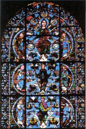 The Tree of Jesse, ancesters of Christ (crown), mid-12th century, Chartres Cathedral lancet stained glass windows