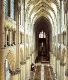 Notre Dame Cathedral, Reims, c 1300, nave walls approaching east to choir