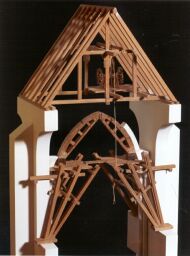 Cathedral model showing roof-mounted lifting wheel and vault framing