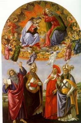 Botticelli, The Coronation of the Virgin with Sts. John, Augustine, Jerome & Eligius, c.1490