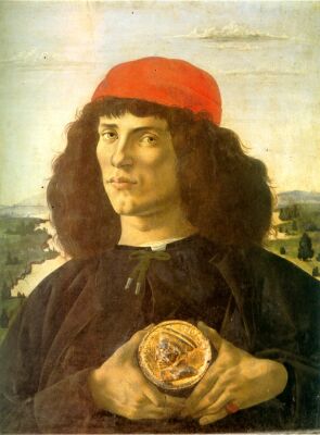 Botticelli, Portrait of of a Man Holding a Medallion of Cosimo de' Medici