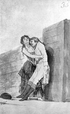 Goya, Woman holding up her dying lover, 1796-1797, Madrid Album B #35