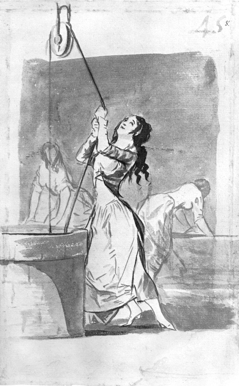 Goya, Three washerwomen, 1796-1797, Madrid Album B #45