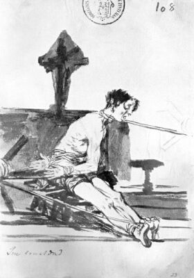 Goya, What cruelty!, 1814-24, Album C, #108