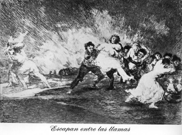 They escape through the flames, Goya, Disasters of War 41