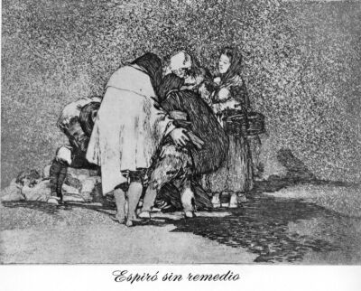 He died without any aid, Goya, Disasters of War 53