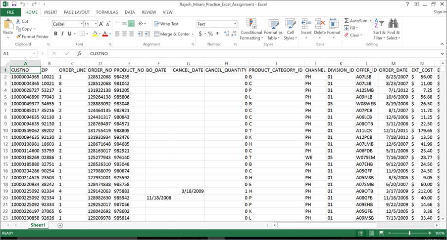 assignment working with excel